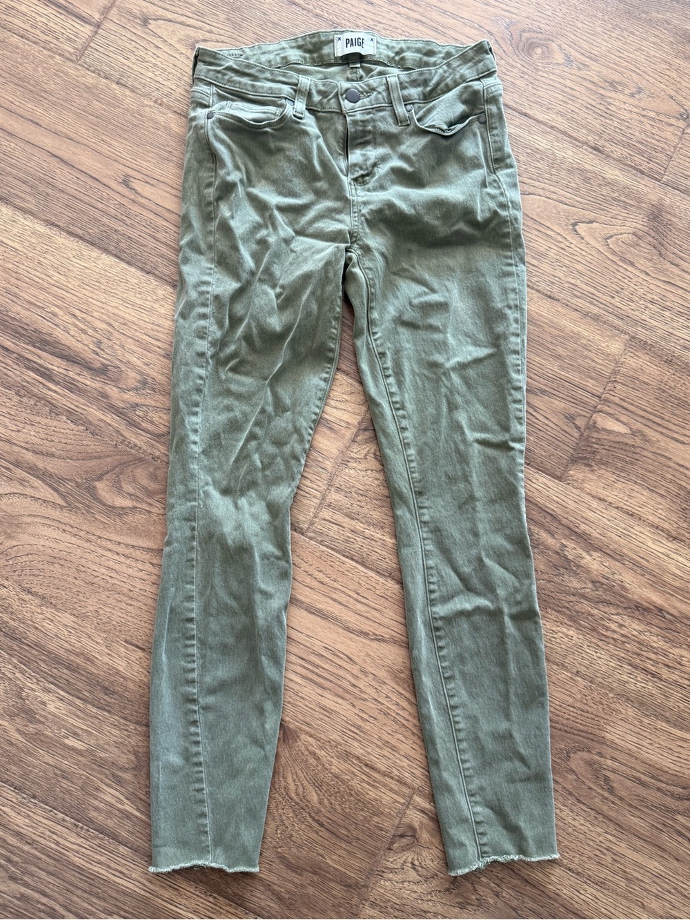 PAIGE Olive Green Skinny Jeans 28
